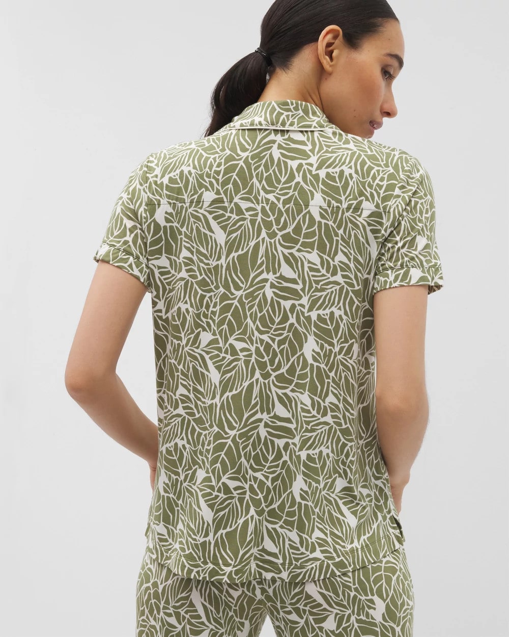 Piped Short Sleeve Notch Collar Pajama Top - Soma
