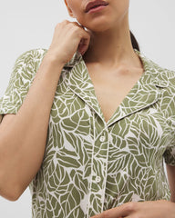 Piped Short Sleeve Notch Collar Pajama Top - Soma