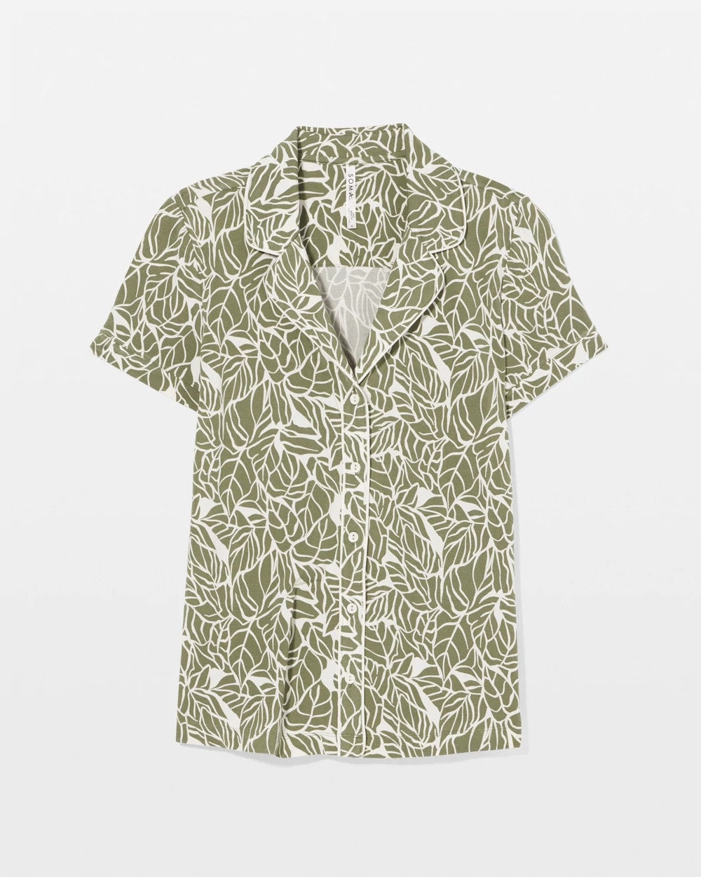 Piped Short Sleeve Notch Collar Pajama Top - Soma