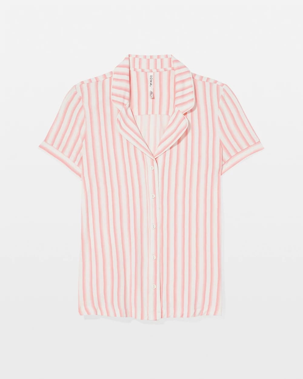 Piped Short Sleeve Notch Collar Pajama Top - Soma
