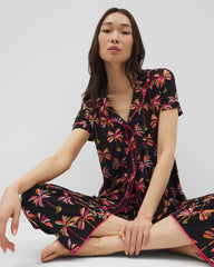 Piped Short Sleeve Notch Collar Pajama Top - Soma