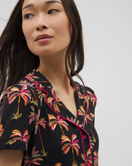 Piped Short Sleeve Notch Collar Pajama Top - Soma