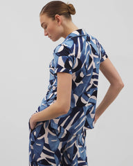 Piped Short Sleeve Notch Collar Pajama Top - Soma