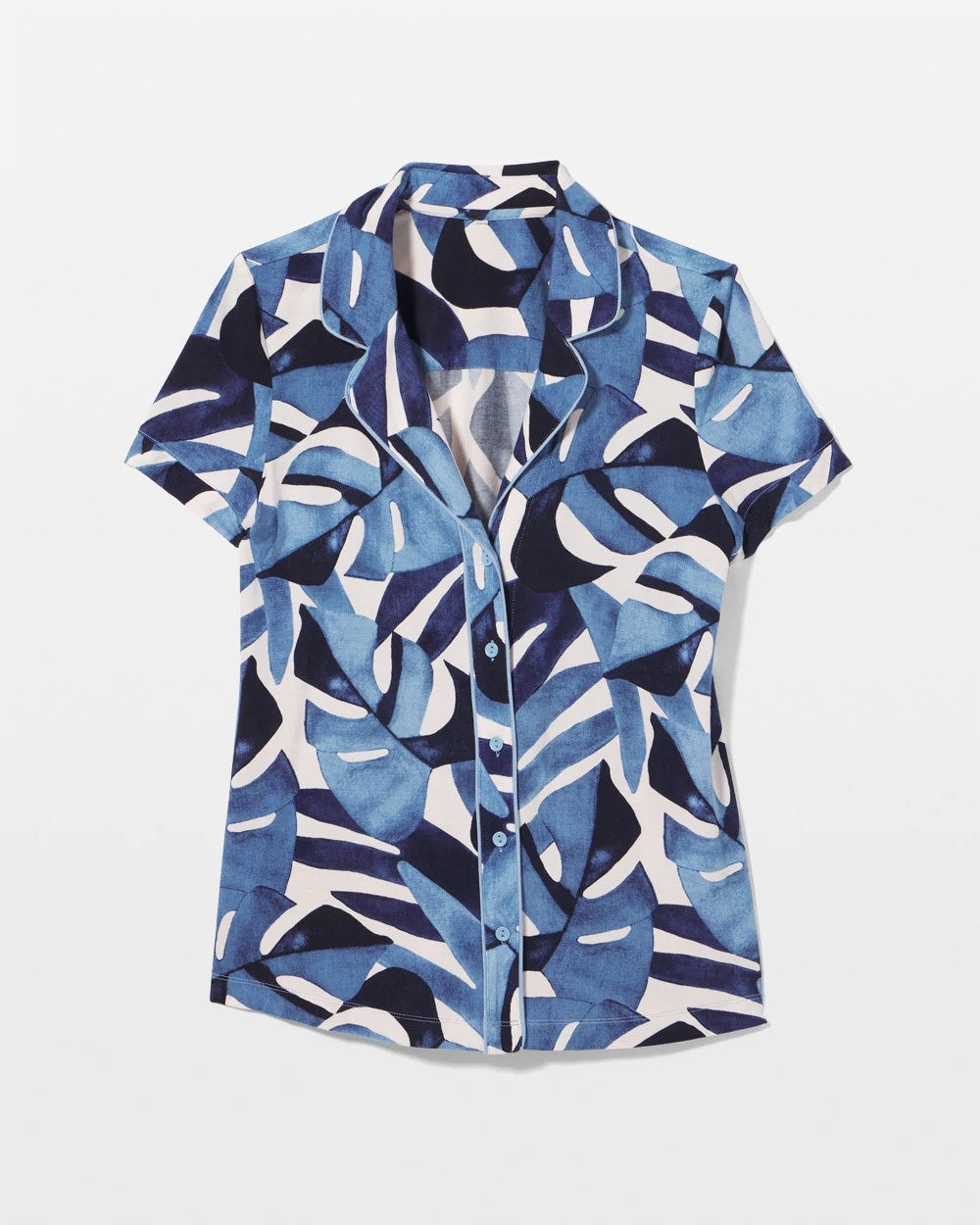 Piped Short Sleeve Notch Collar Pajama Top - Soma