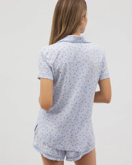 Piped Short Sleeve Notch Collar Pajama Top - Soma