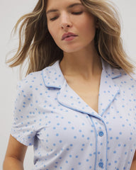 Piped Short Sleeve Notch Collar Pajama Top - Soma
