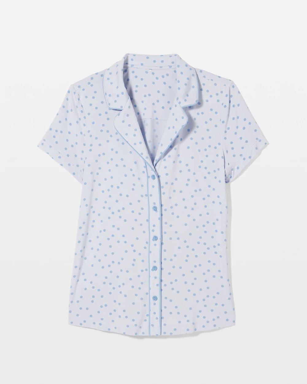 Piped Short Sleeve Notch Collar Pajama Top - Soma
