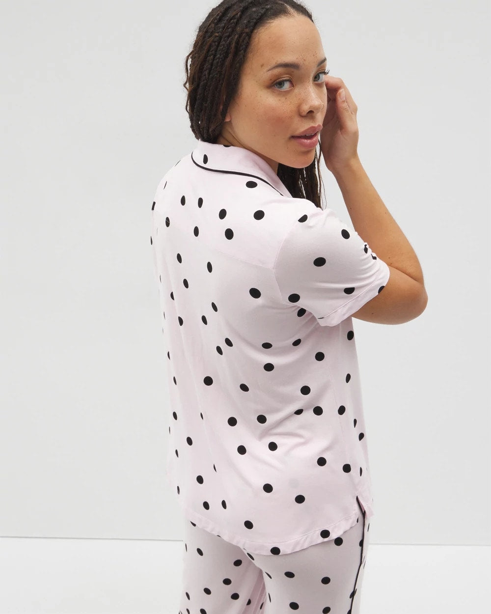 Piped Short Sleeve Notch Collar Pajama Top - Soma