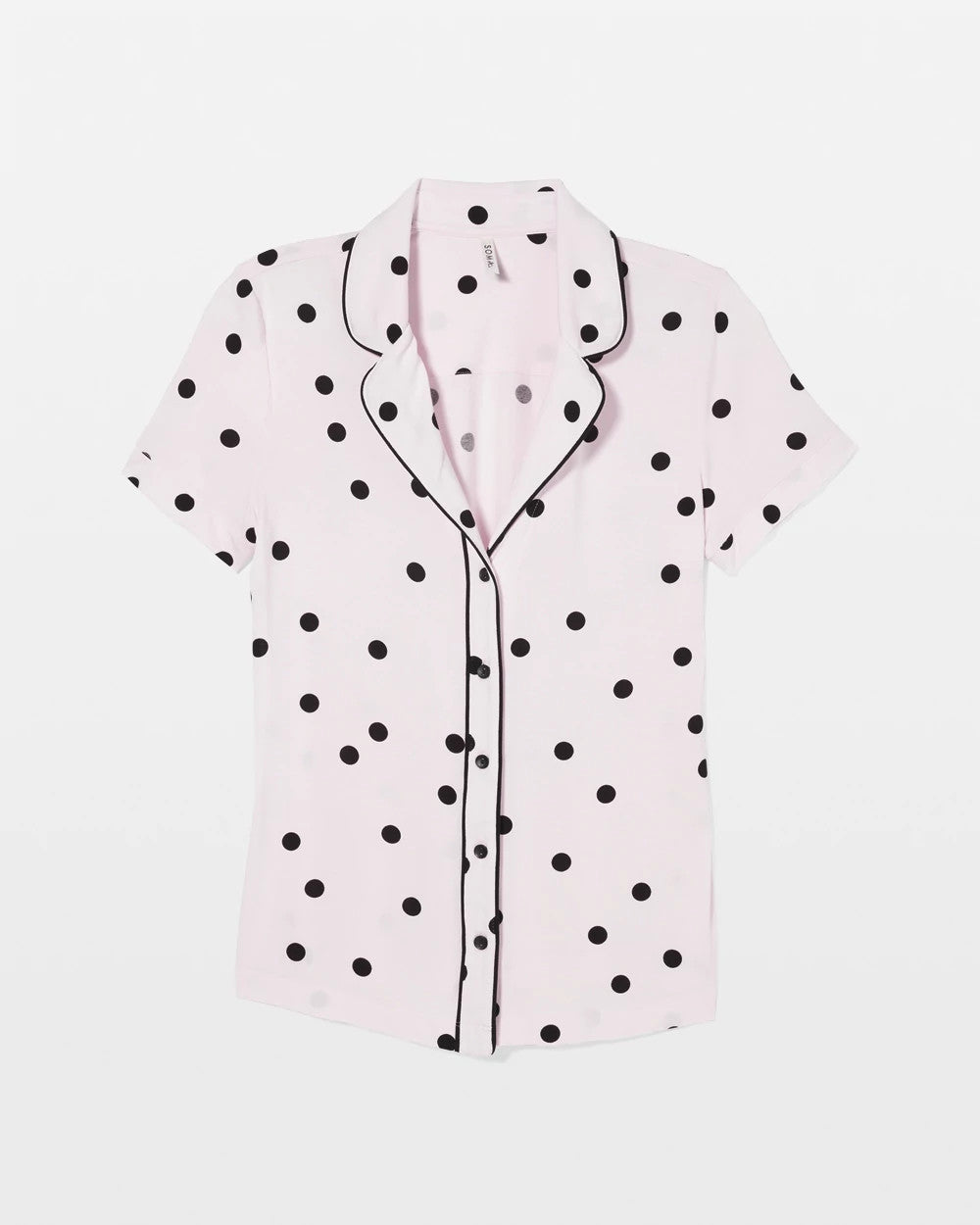 Piped Short Sleeve Notch Collar Pajama Top - Soma