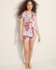 Piped Short Sleeve Notch Collar Pajama Top - Soma