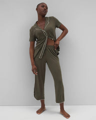 Solid Piped Crop Pajama Pant - Soma