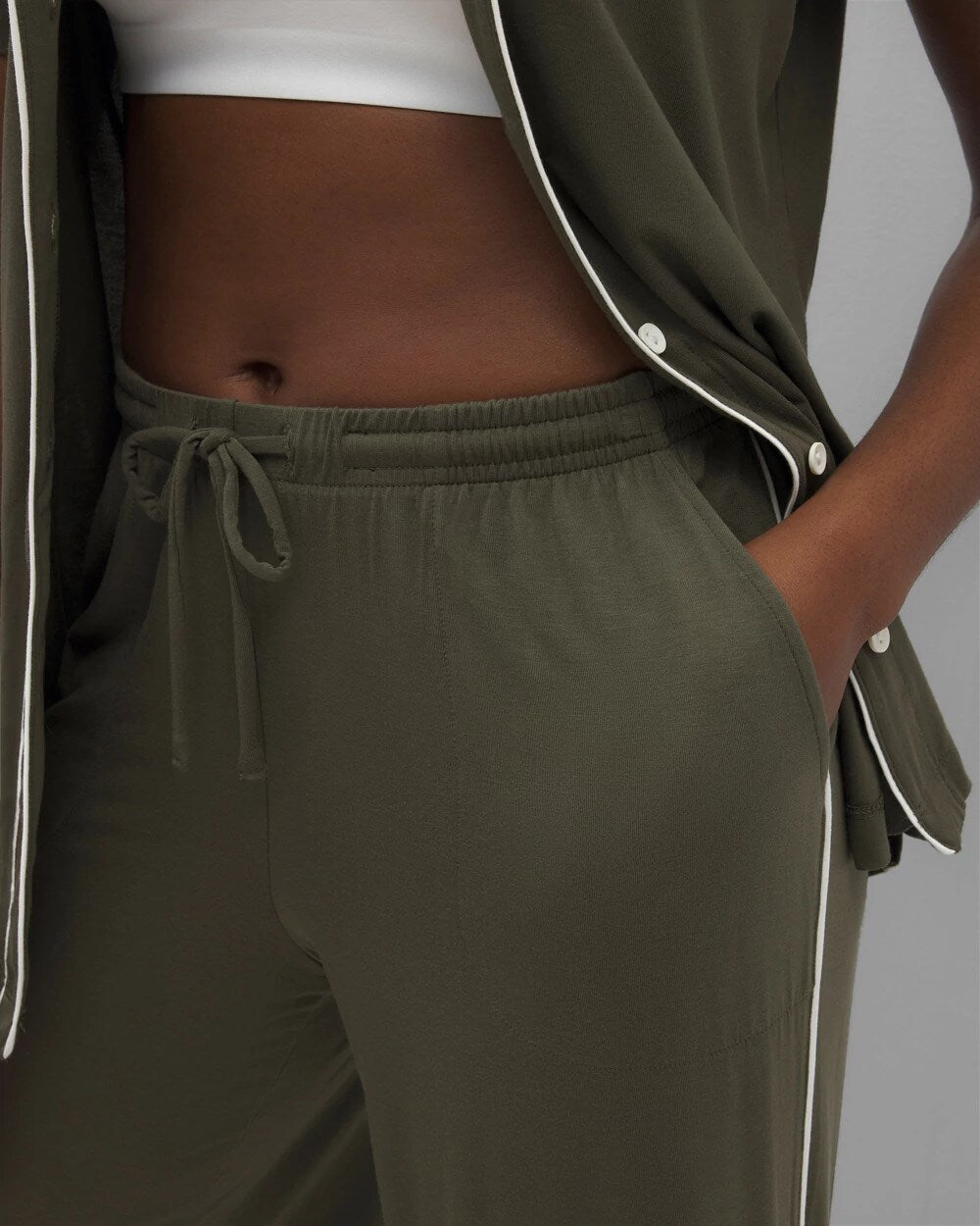 Solid Piped Crop Pajama Pant - Soma