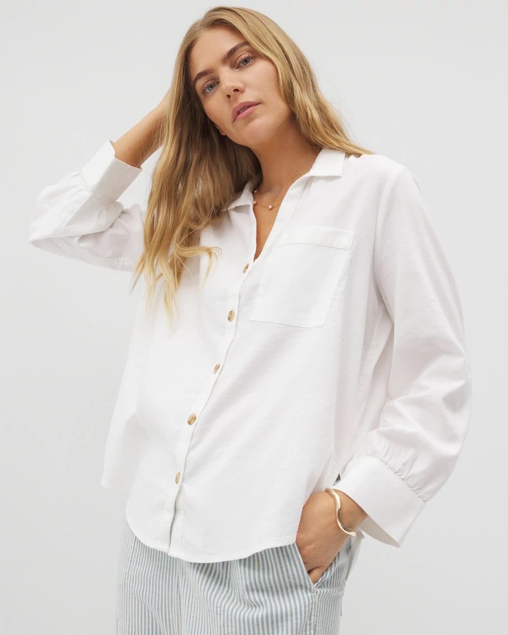 Beach Cotton Long Sleeve Button-Up - Soma