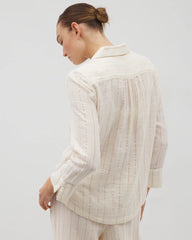 Cotton Gauze Long Sleeve Notch Collar Pajama Top - Soma