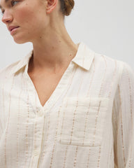 Cotton Gauze Long Sleeve Notch Collar Pajama Top - Soma