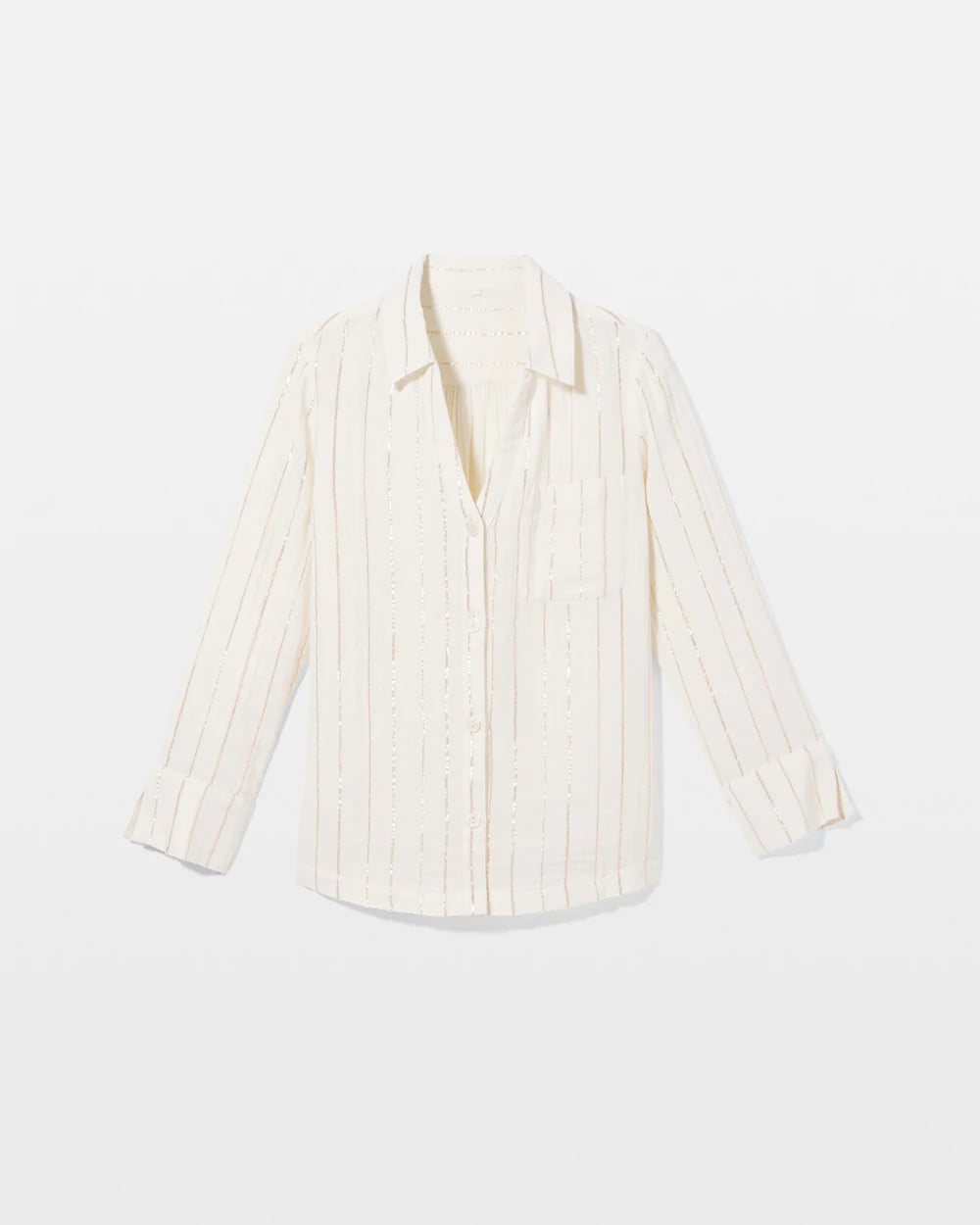 Cotton Gauze Long Sleeve Notch Collar Pajama Top - Soma