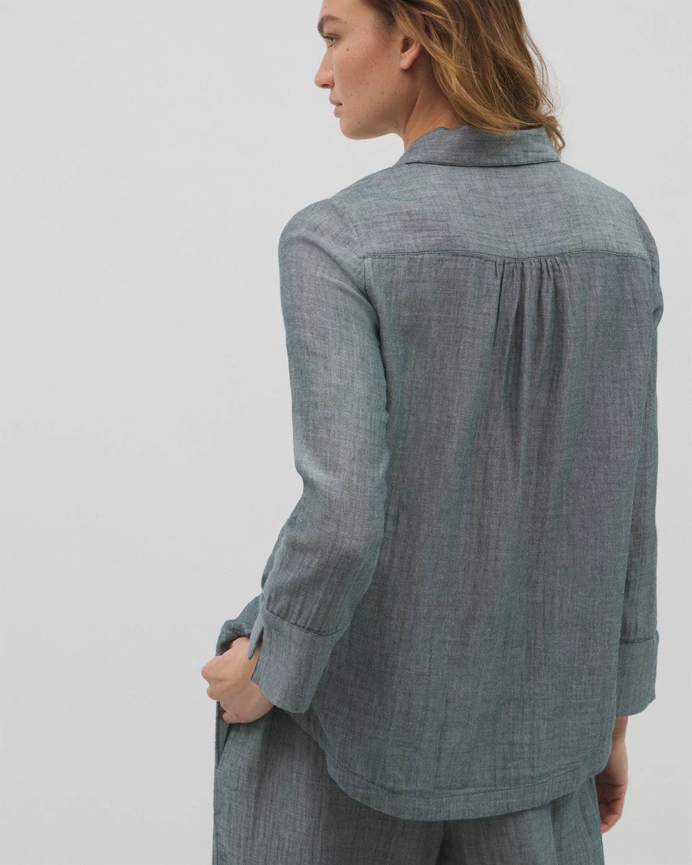 Cotton Gauze Long Sleeve Notch Collar Pajama Top - Soma