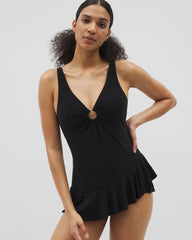 Beyond Control Solid Essentials Ruffle Swim Dress - Soma