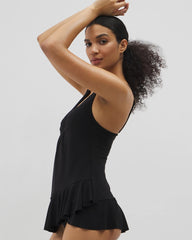 Beyond Control Solid Essentials Ruffle Swim Dress - Soma