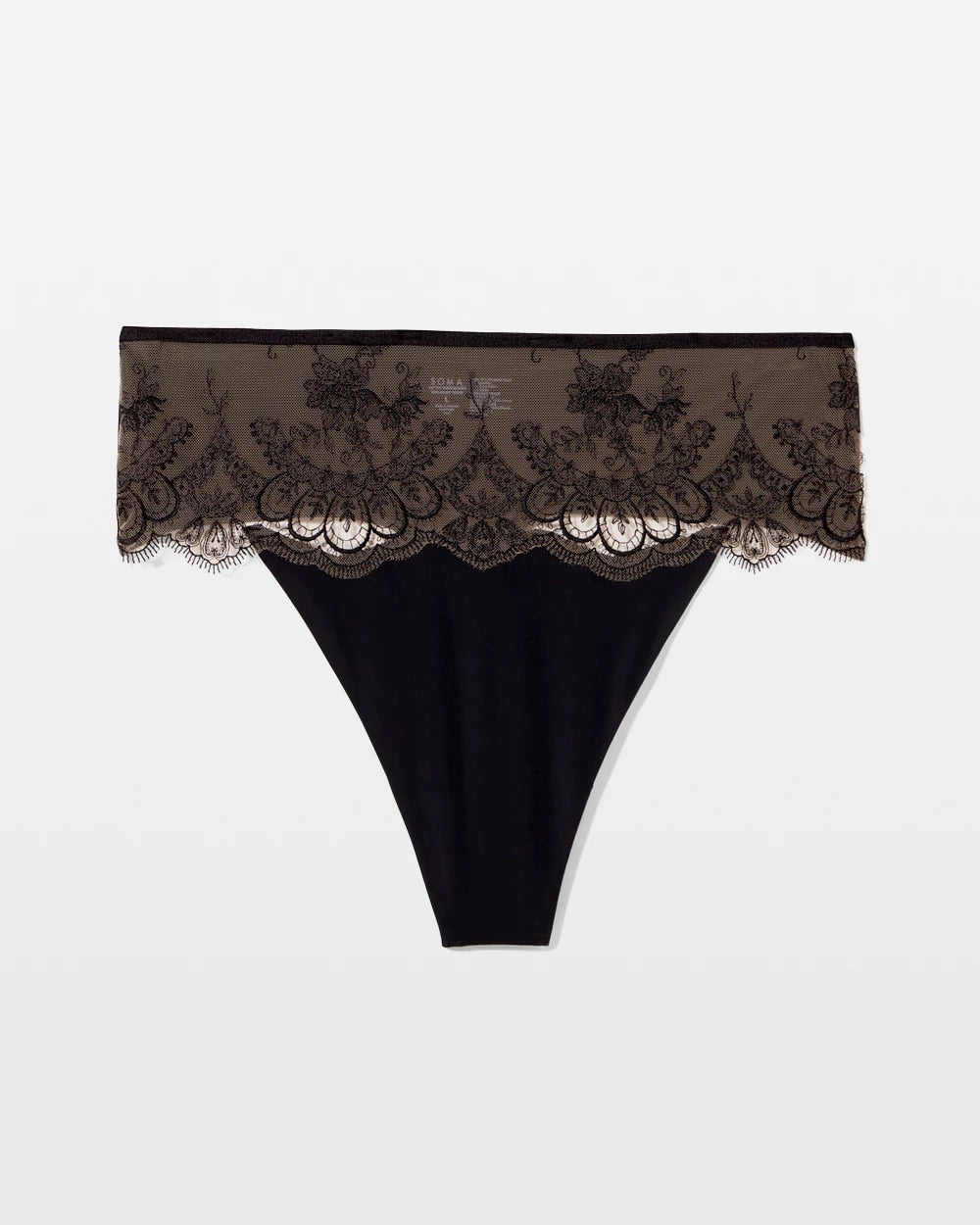 Tattoo Lace Embroidered High Waist Thong Panty - Soma