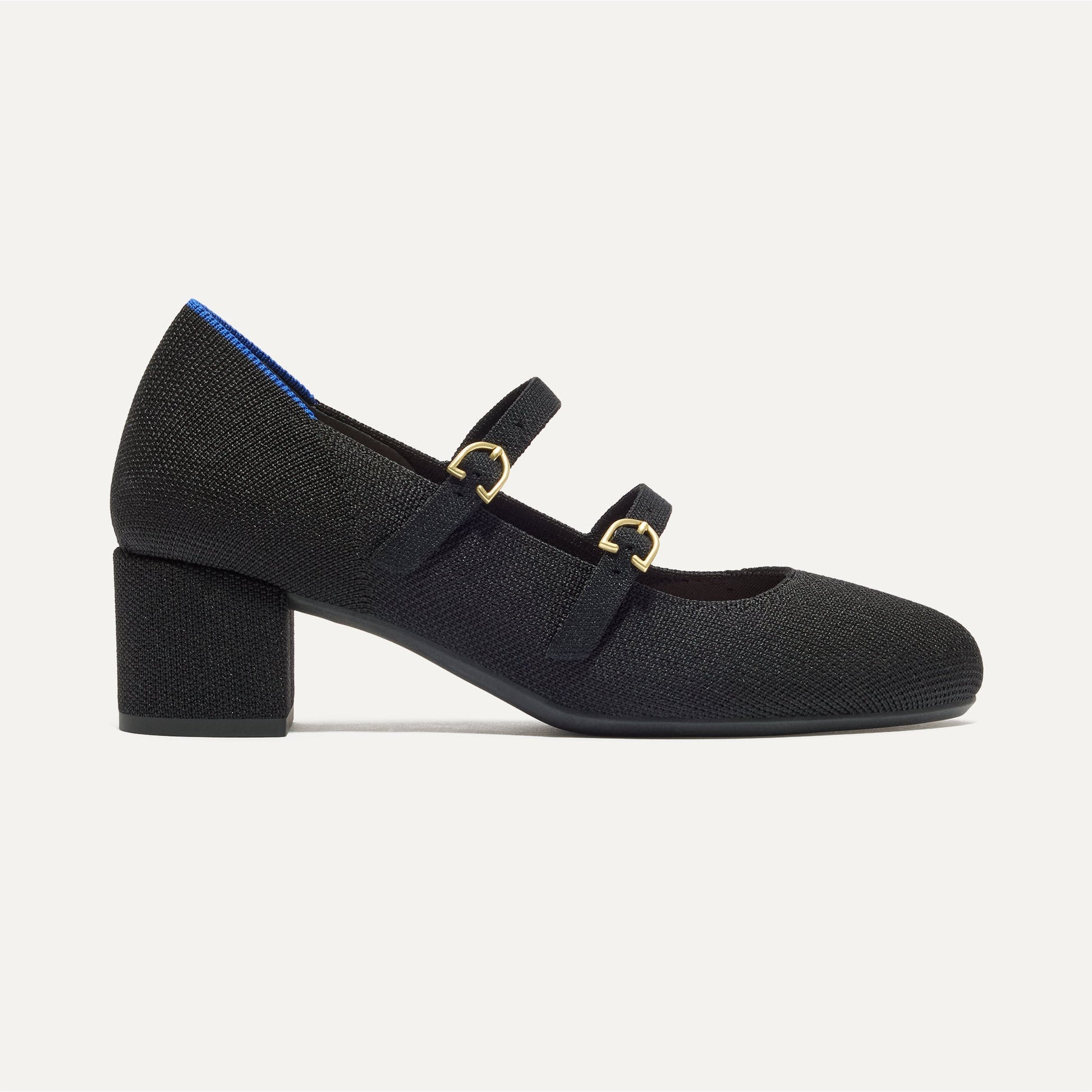 Rothys The Double Buckle Mary Jane Heel in Black