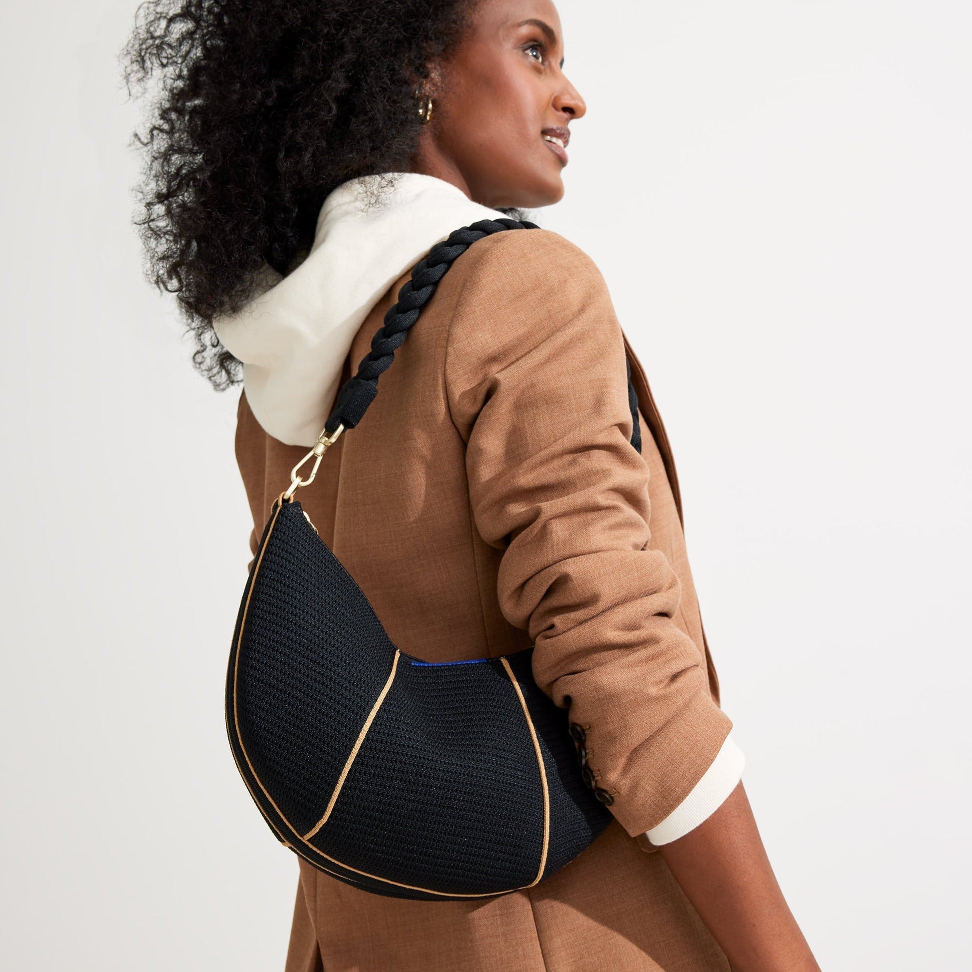 Rothys The Shoulder Strap in Black Braid