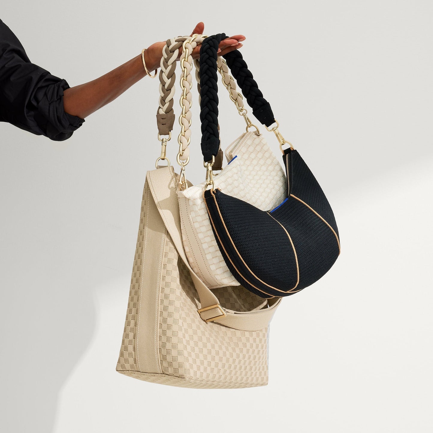 Rothys The Shoulder Strap in Black Braid