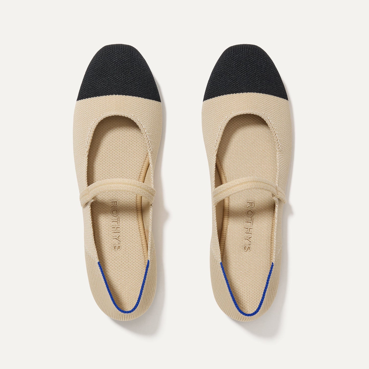 Rothys The Square Mary Jane in Cream Captoe