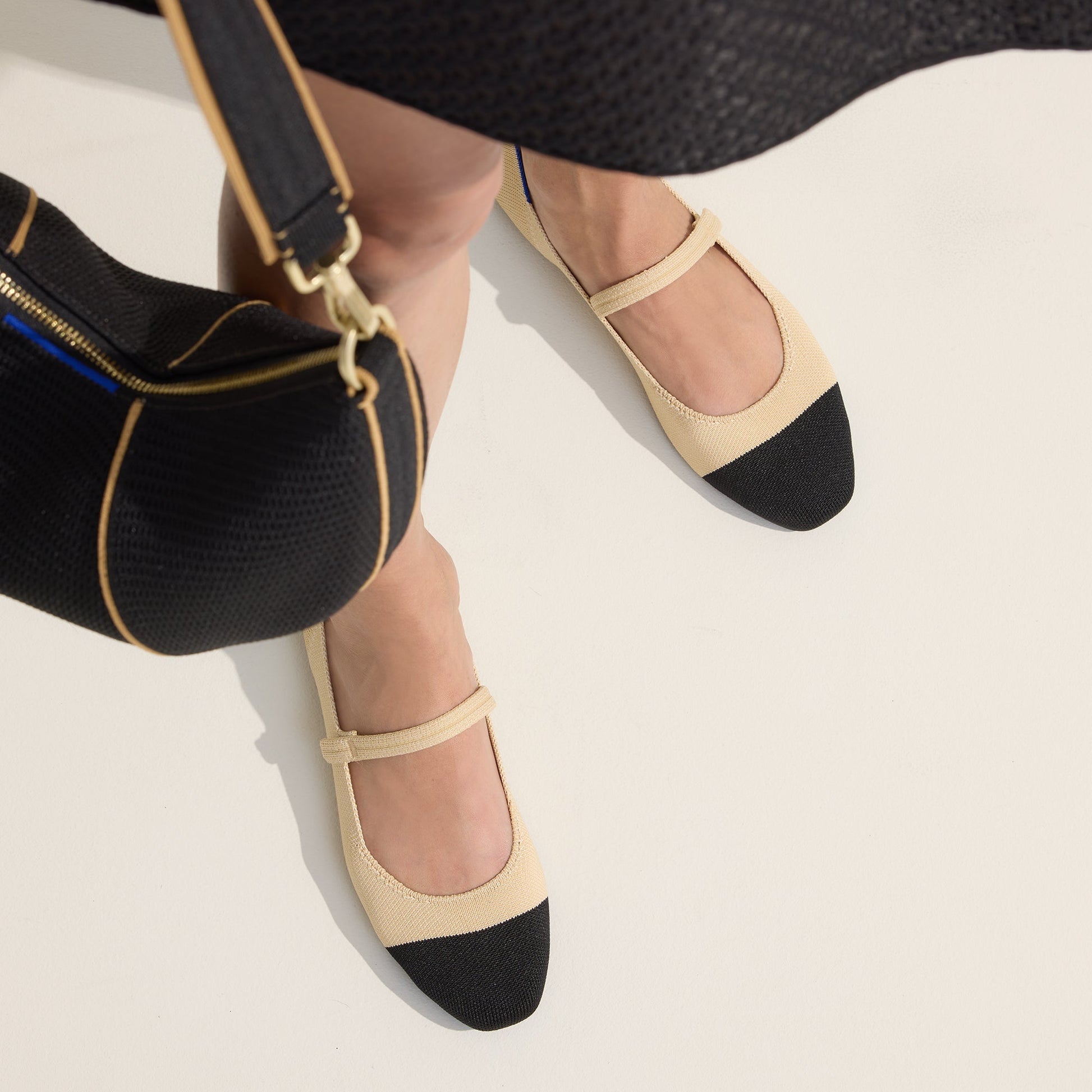 Rothys The Square Mary Jane in Cream Captoe