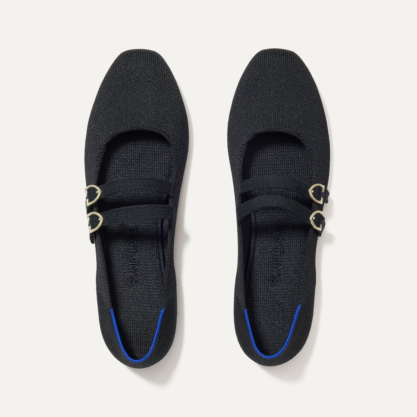 Rothys The Double Buckle Mary Jane in Black