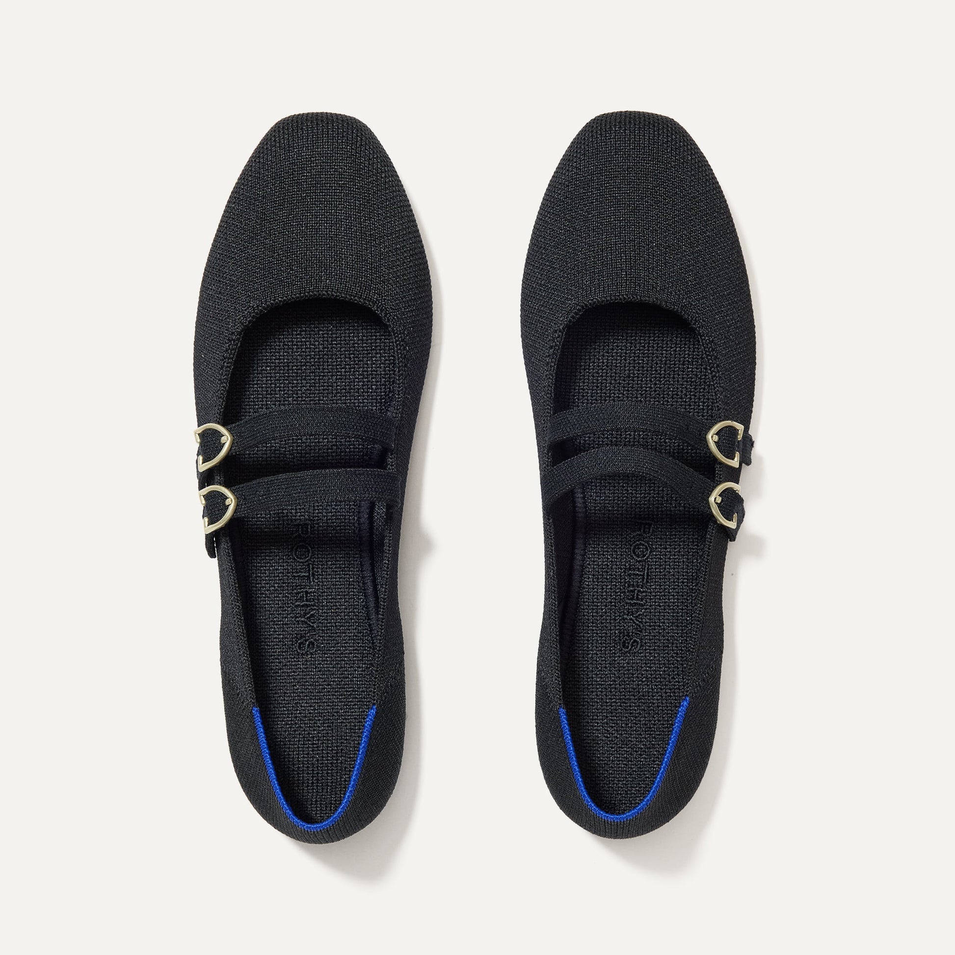 Rothys The Double Buckle Mary Jane in Black