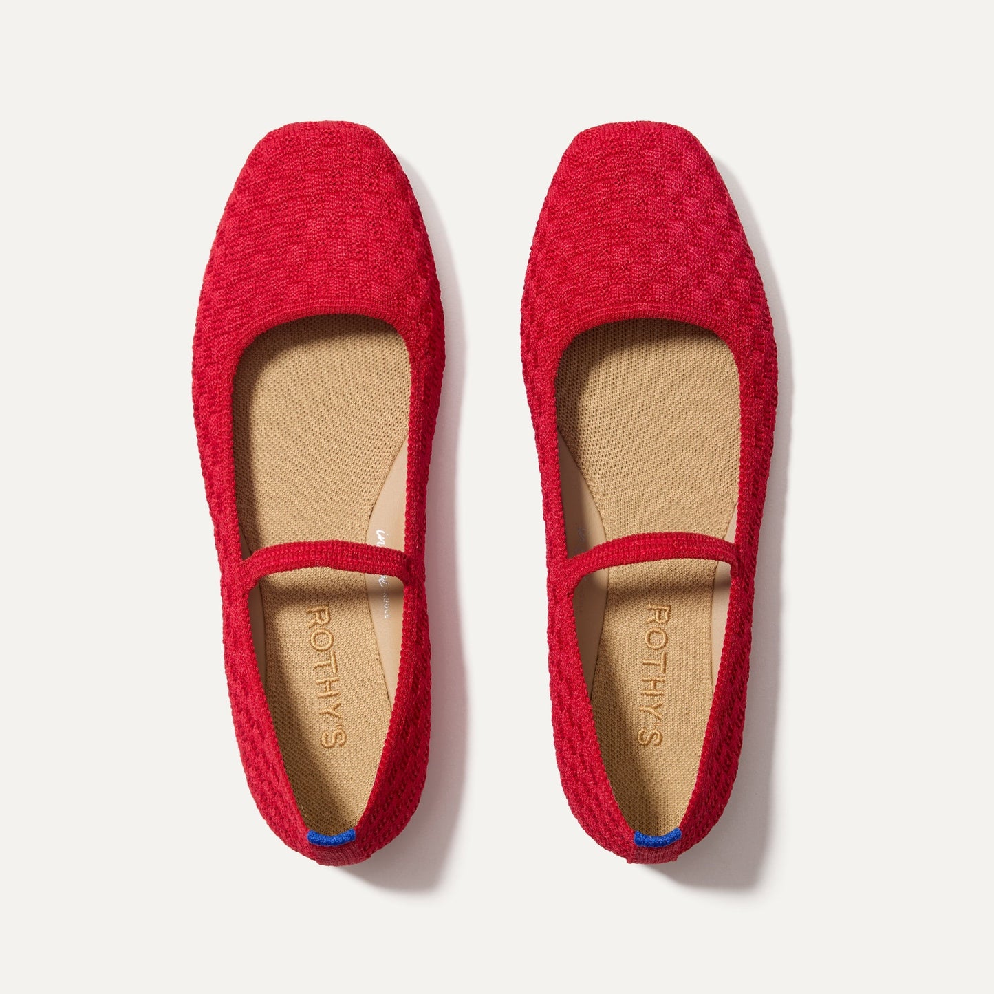 Rothys The Max Square Mary Jane in Red Crisp Basketweave