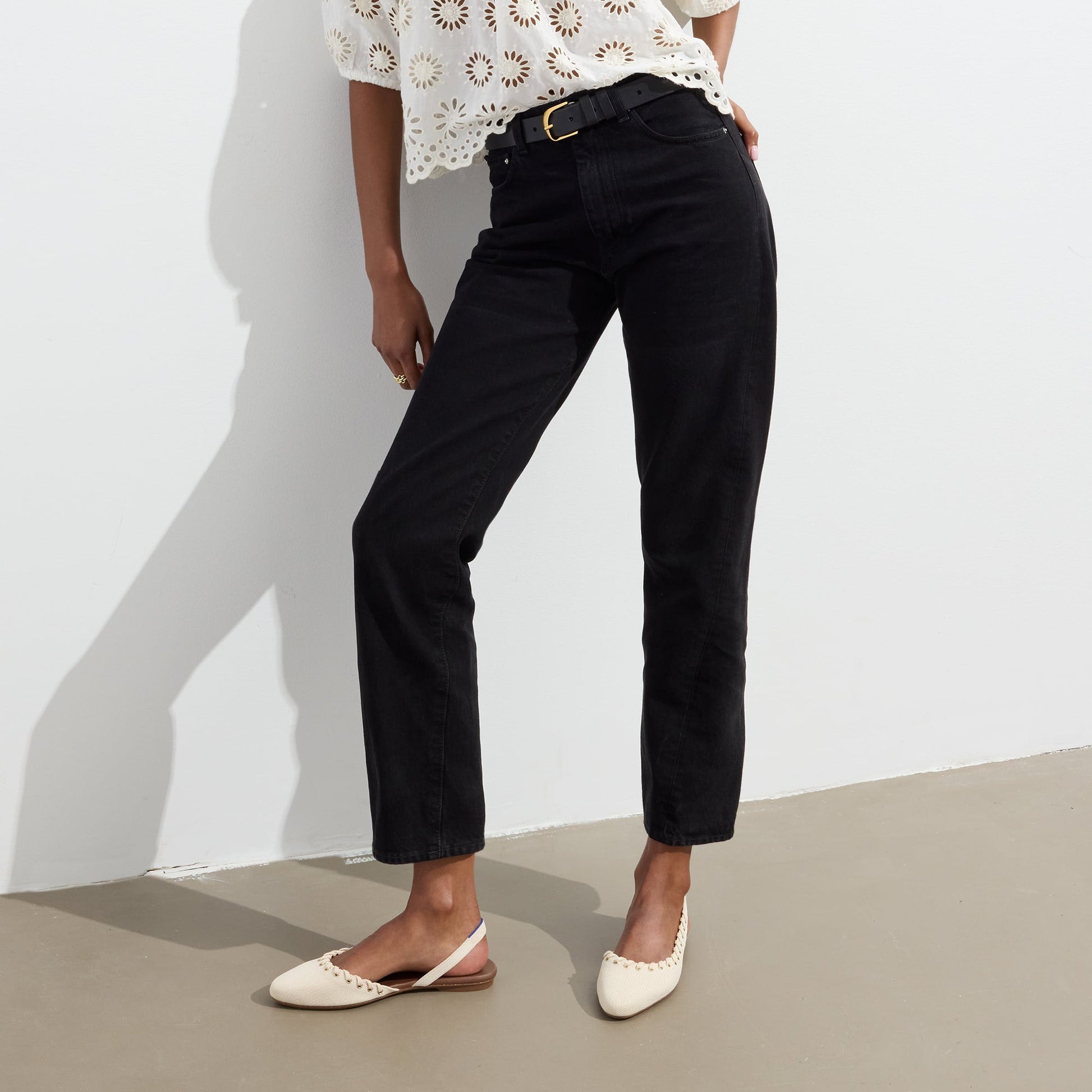 Rothys The Almond Slingback in Eyelet Ivory