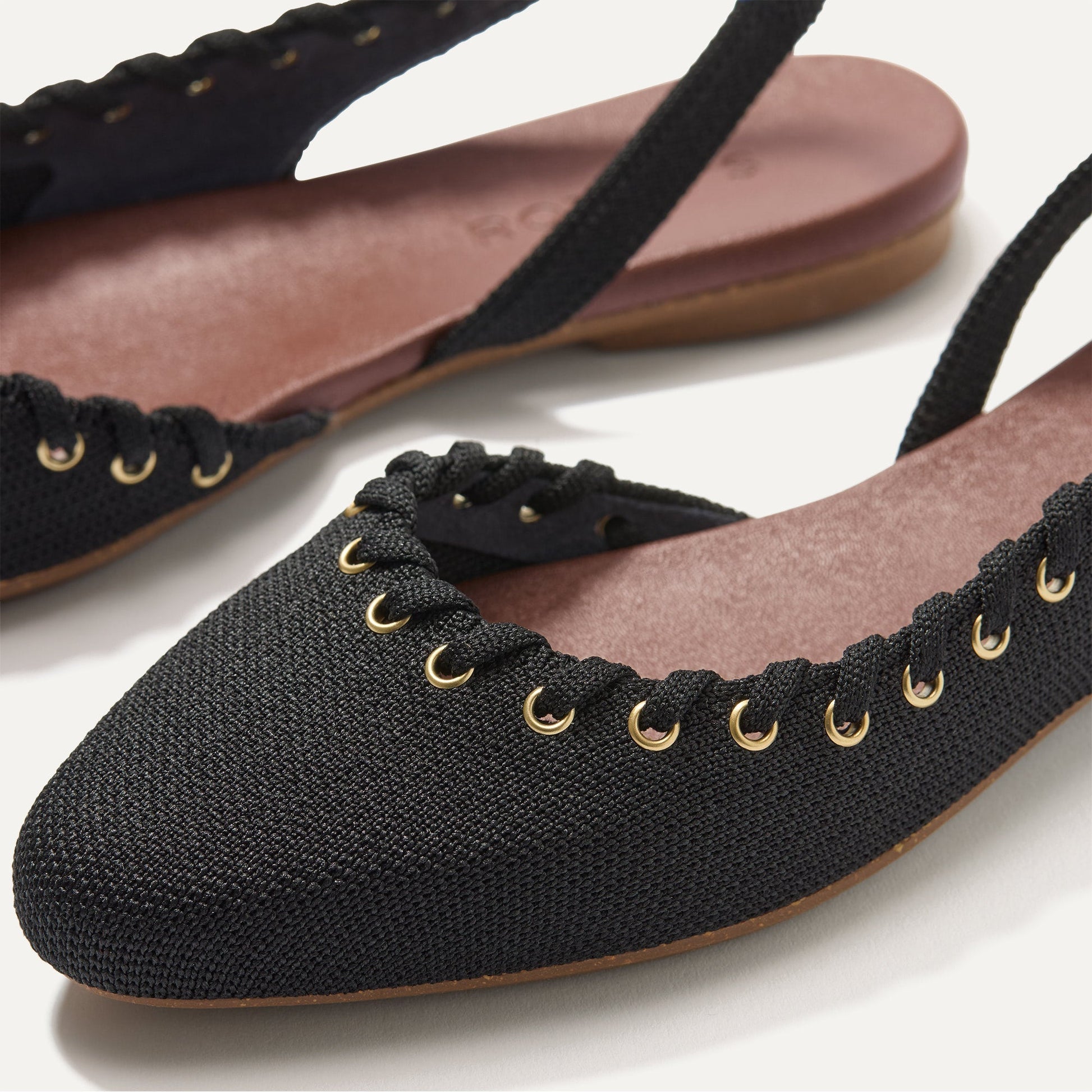 Rothys The Almond Slingback in Eyelet Black