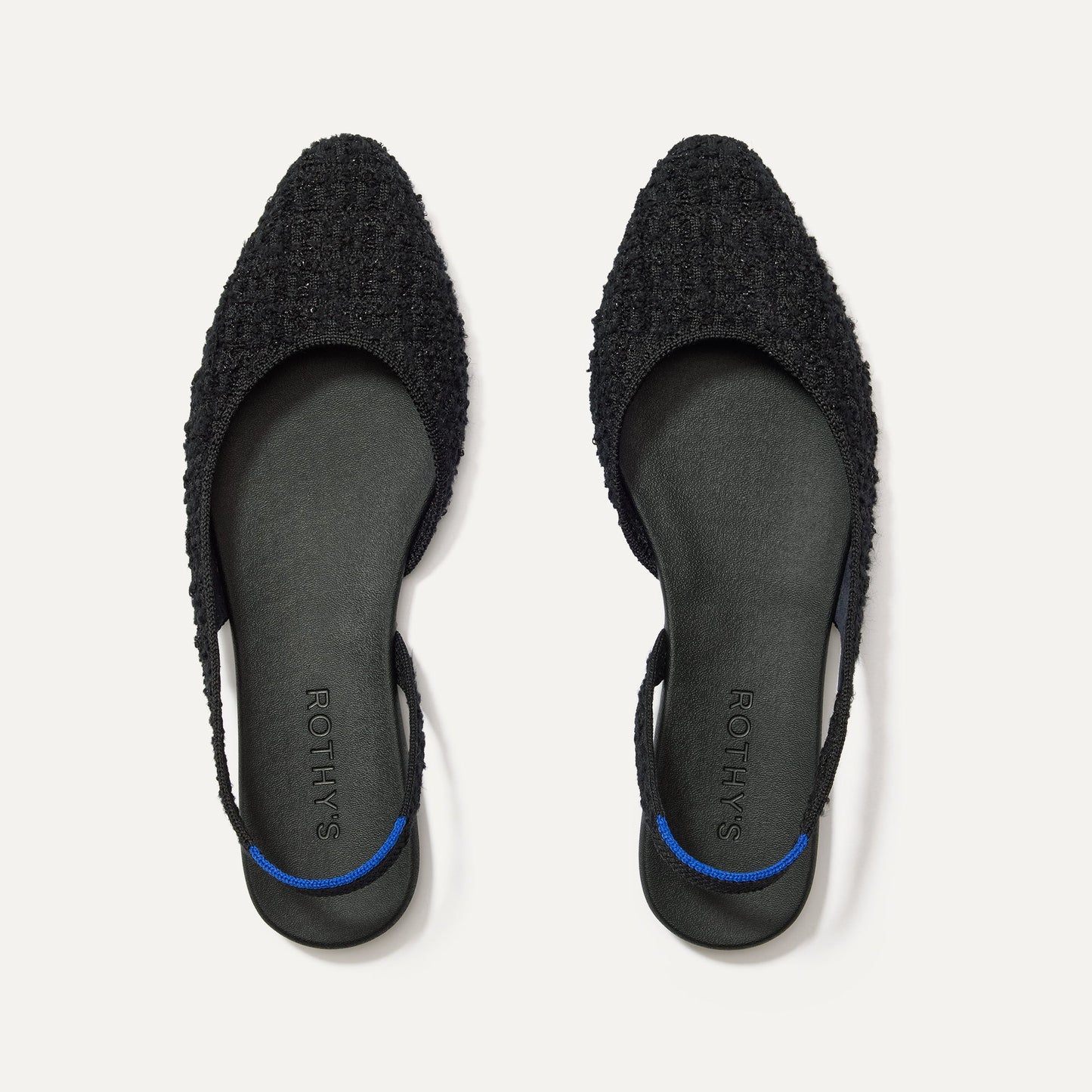 Rothys The Almond Slingback in Black Bouclé