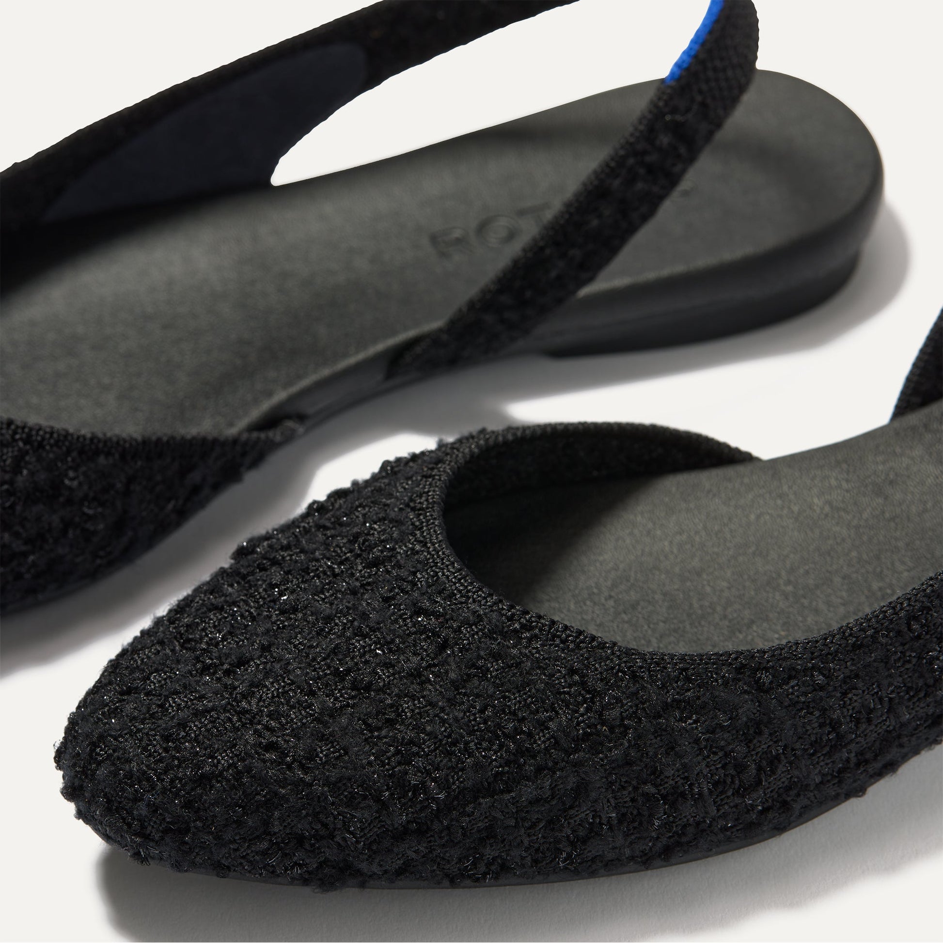 Rothys The Almond Slingback in Black Bouclé