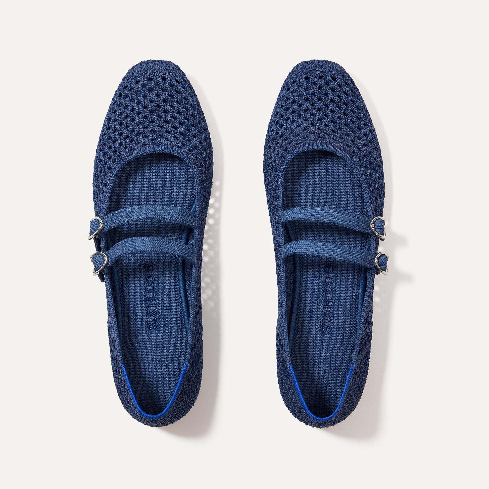 Rothys The Double Buckle Mary Jane in Blue Mesh