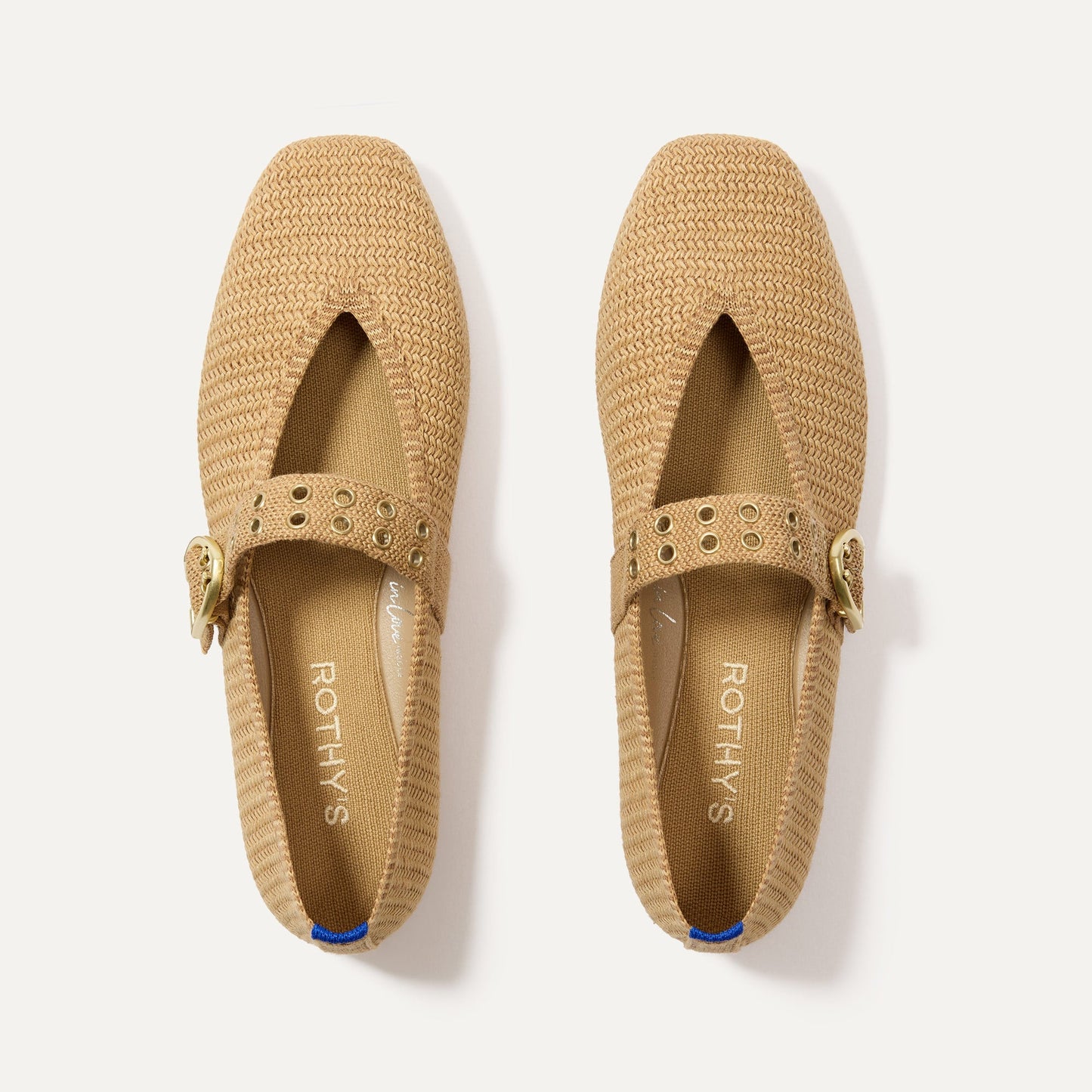 Rothys The Max Buckle Mary Jane in Tan Woven