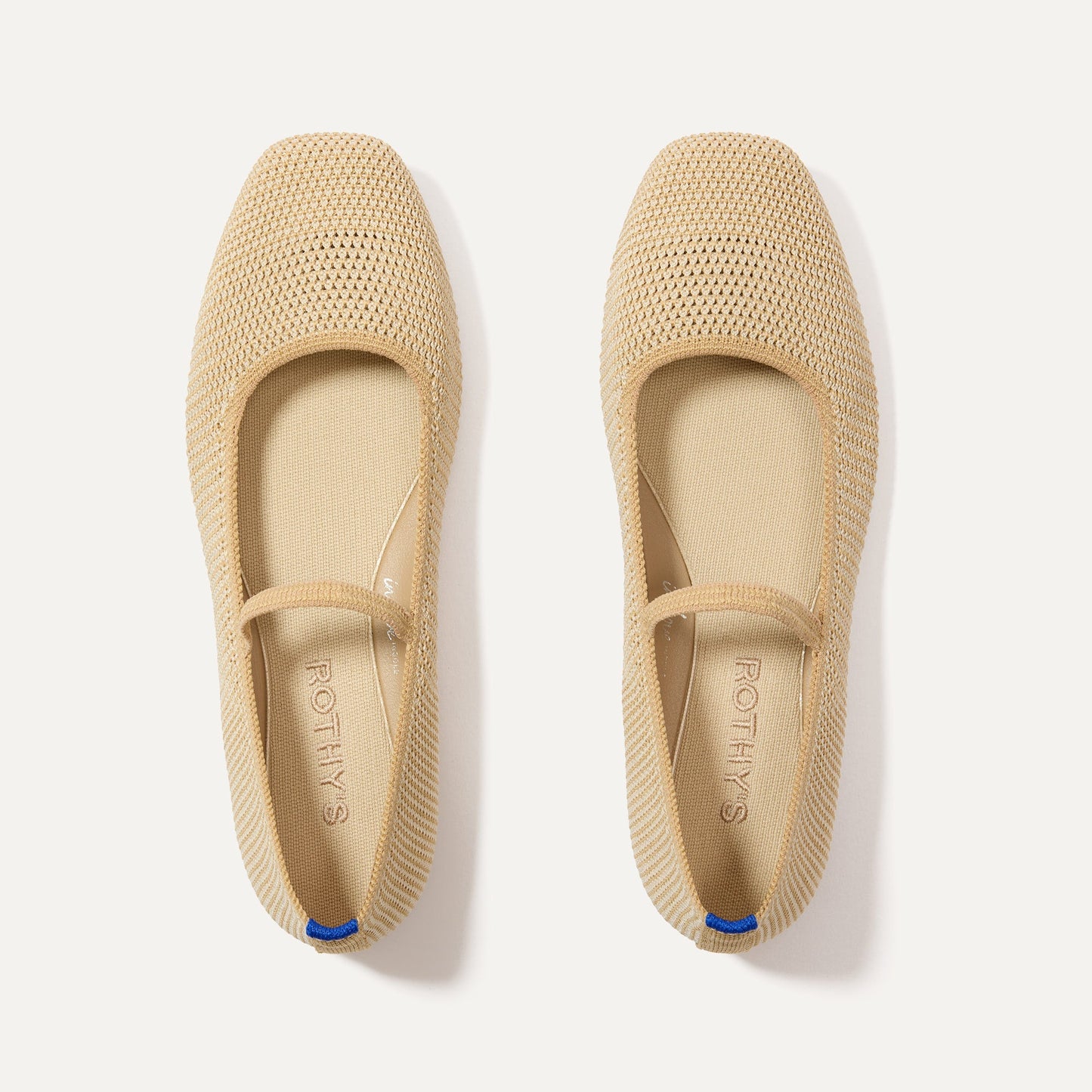 Rothys The Max Square Mary Jane in Cream Raffia Knit