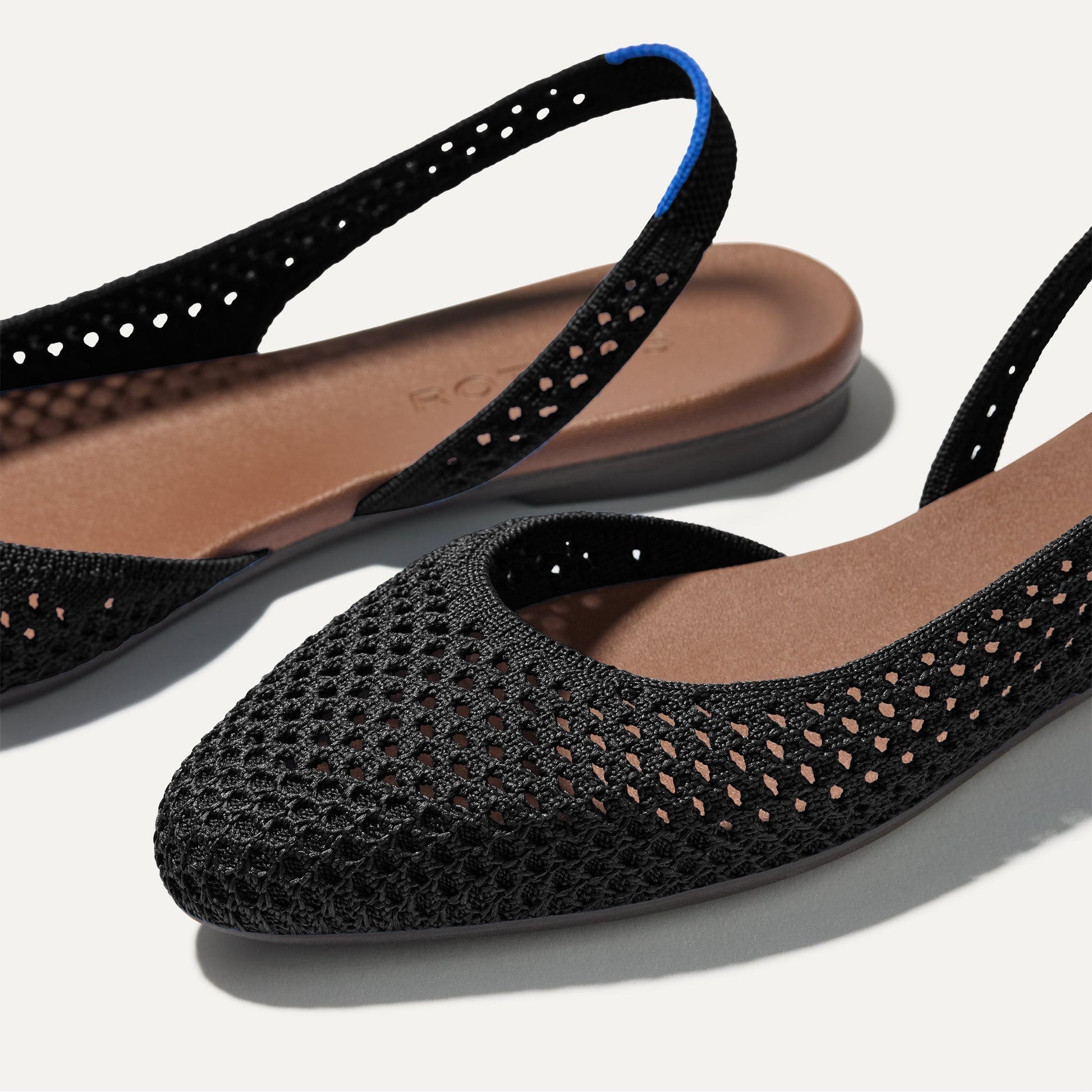 Rothys The Almond Slingback in Black Mesh