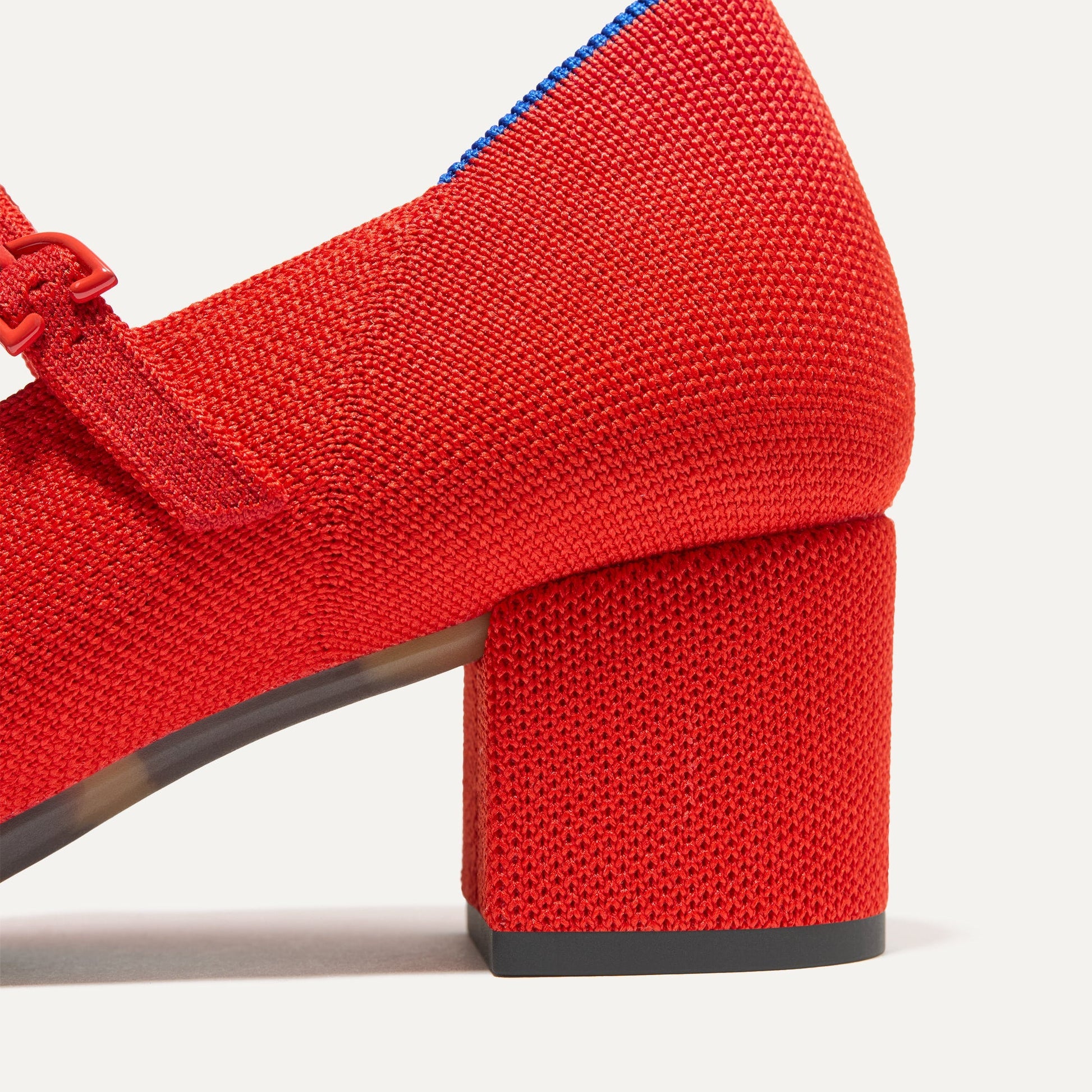 Rothys The Double Buckle Mary Jane Heel in Bright Red