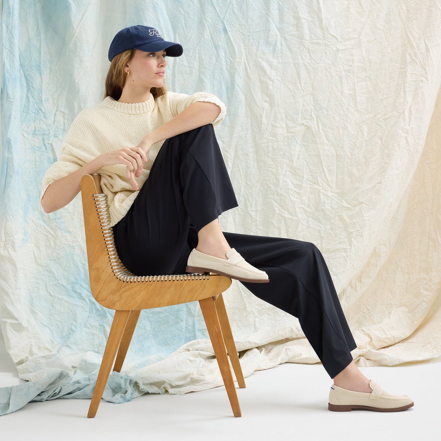Rothys The Penny Loafer in Conch Raffia-Knit for Women