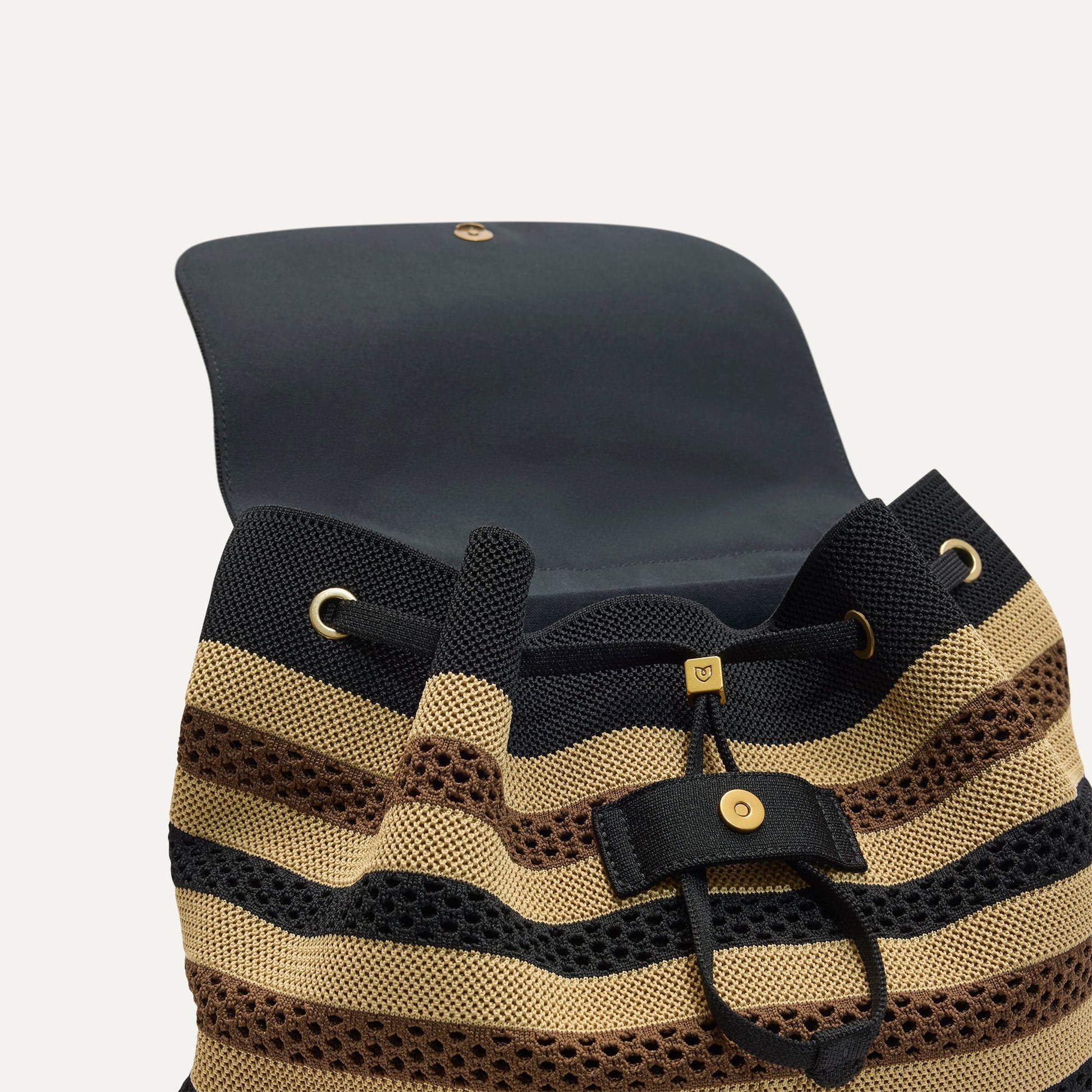 Rothys The Cinch Backpack in Mocha Stripe Crochet
