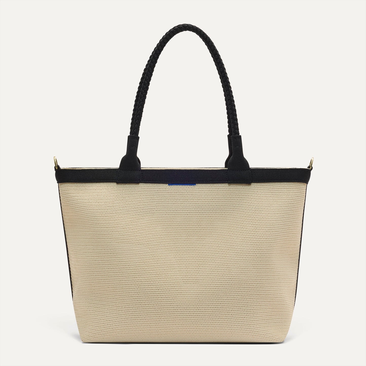Rothys The Lightweight Zipper Tote in Black and White Raffia-Knit