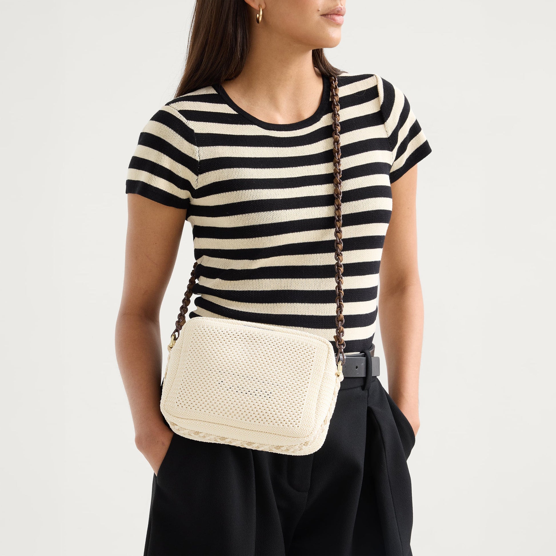Rothys Crossbody Strap in Espresso Chain-Knit
