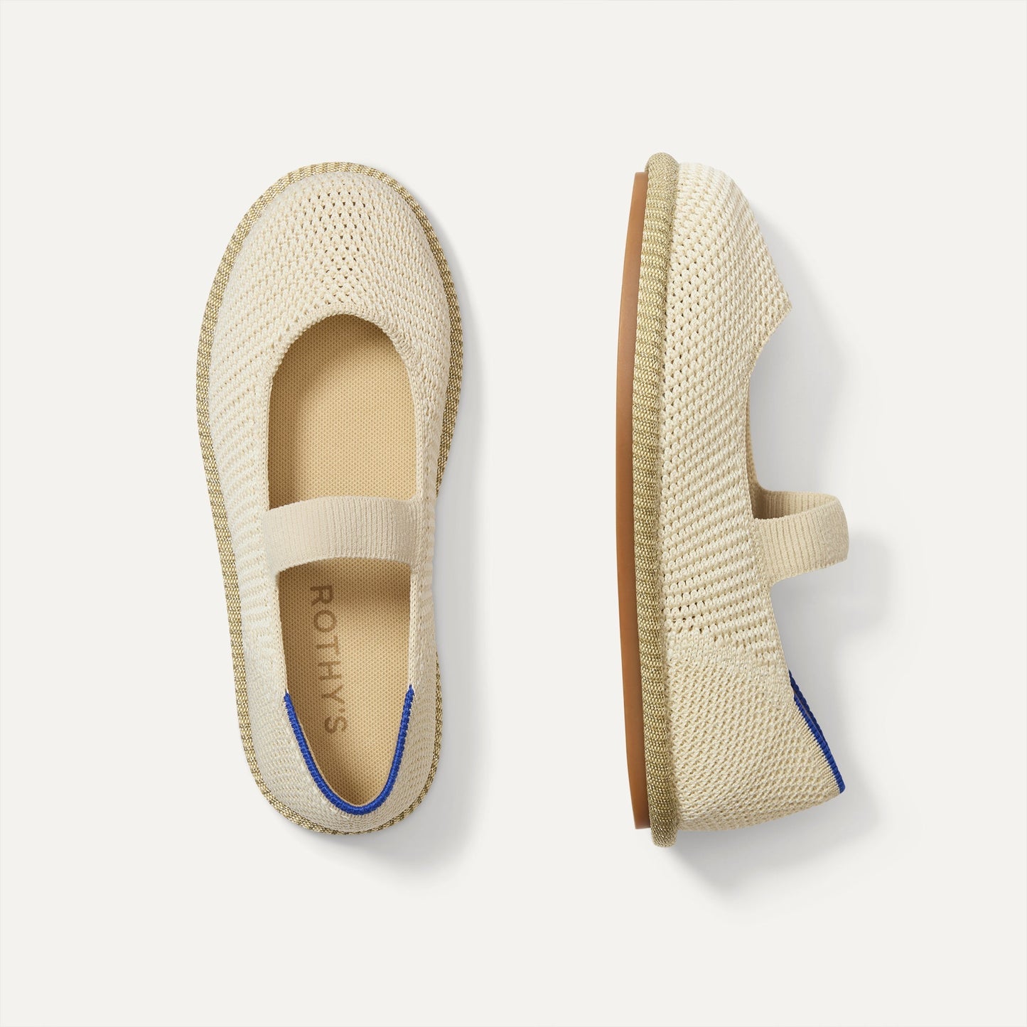 Rothys Girls' Mini Mary Jane in Opal Raffia-Knit