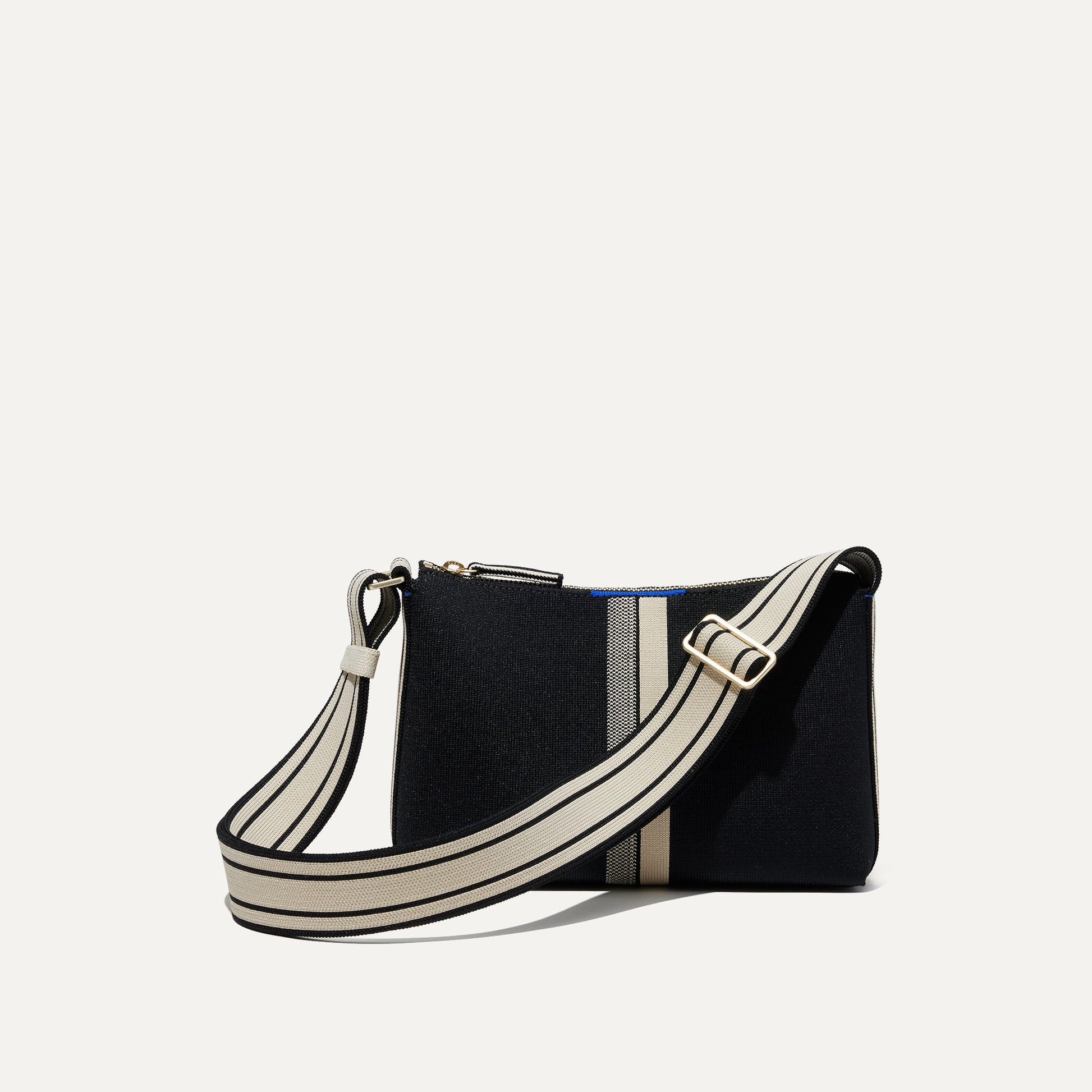 Rothys The Casual Crossbody in Black and Ivory Stripe