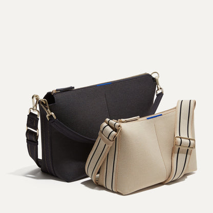 Rothys The Casual Crossbody in Black and Ivory Stripe