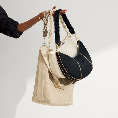 Rothys The Shoulder Strap in Cream and Cocoa Braid